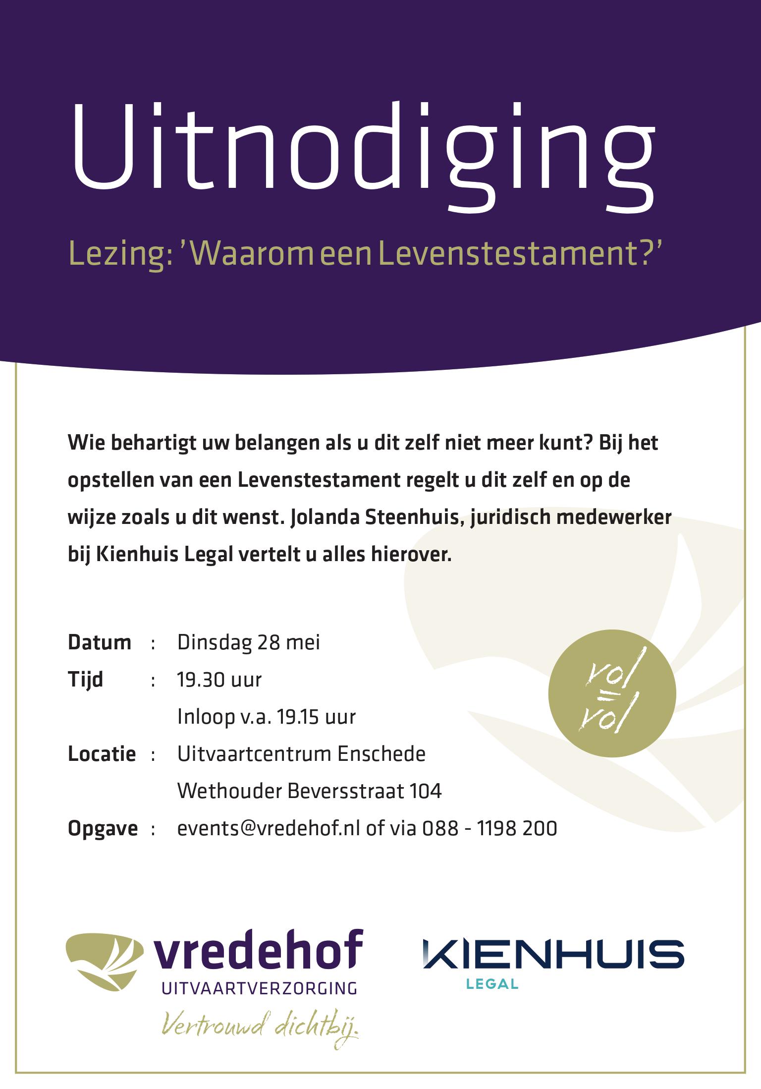 Lezing Levenstestament